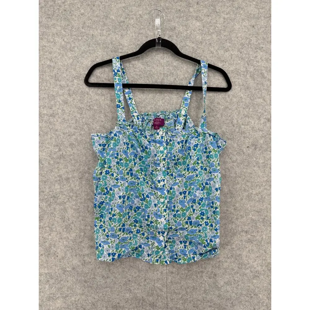J. Crew Liberty Poppy and Daisy Smocked Button-Front Tank Top Size Medium - Picture 1 of 10